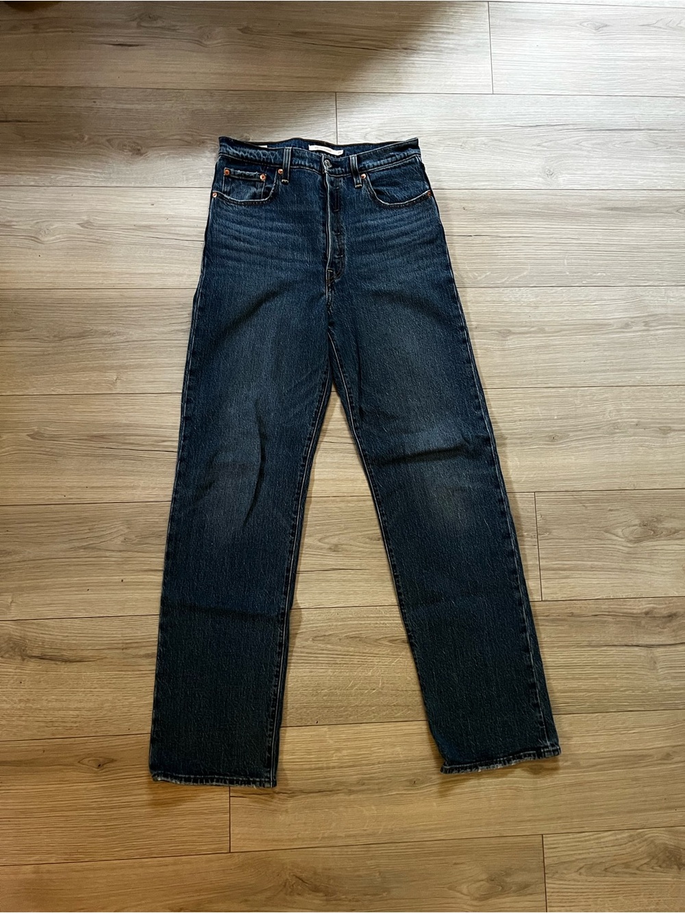 Rare Levi's Dark Blue Ribcage Straight Leg Women's Jeans 29x34